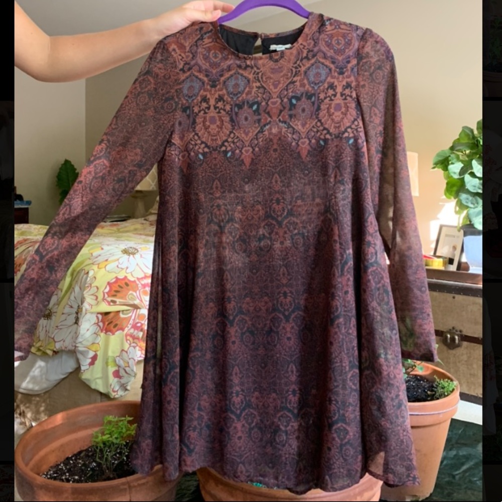 UO Burgundy Printed Dress